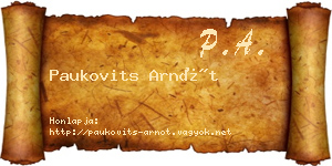 Paukovits Arnót névjegykártya